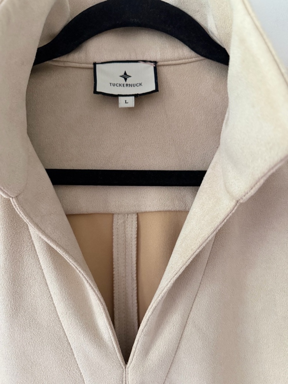 Tuckernuck Beige Collared Tunic Top Size L Oversized 3/4 Sleeve - Picture 4 of 4